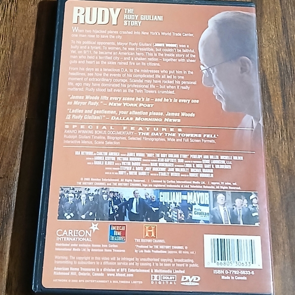 RUDY The Rudy Guiliani Story on DVD James Woods - Picture 2 of 2